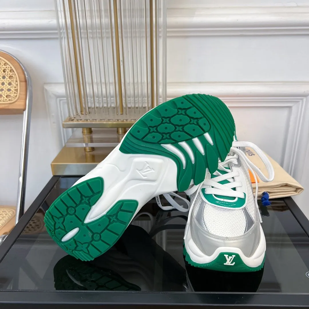 Louis WHITE RUN 55 SNEAKER Limited quantity GREEN Best deal Vuitton