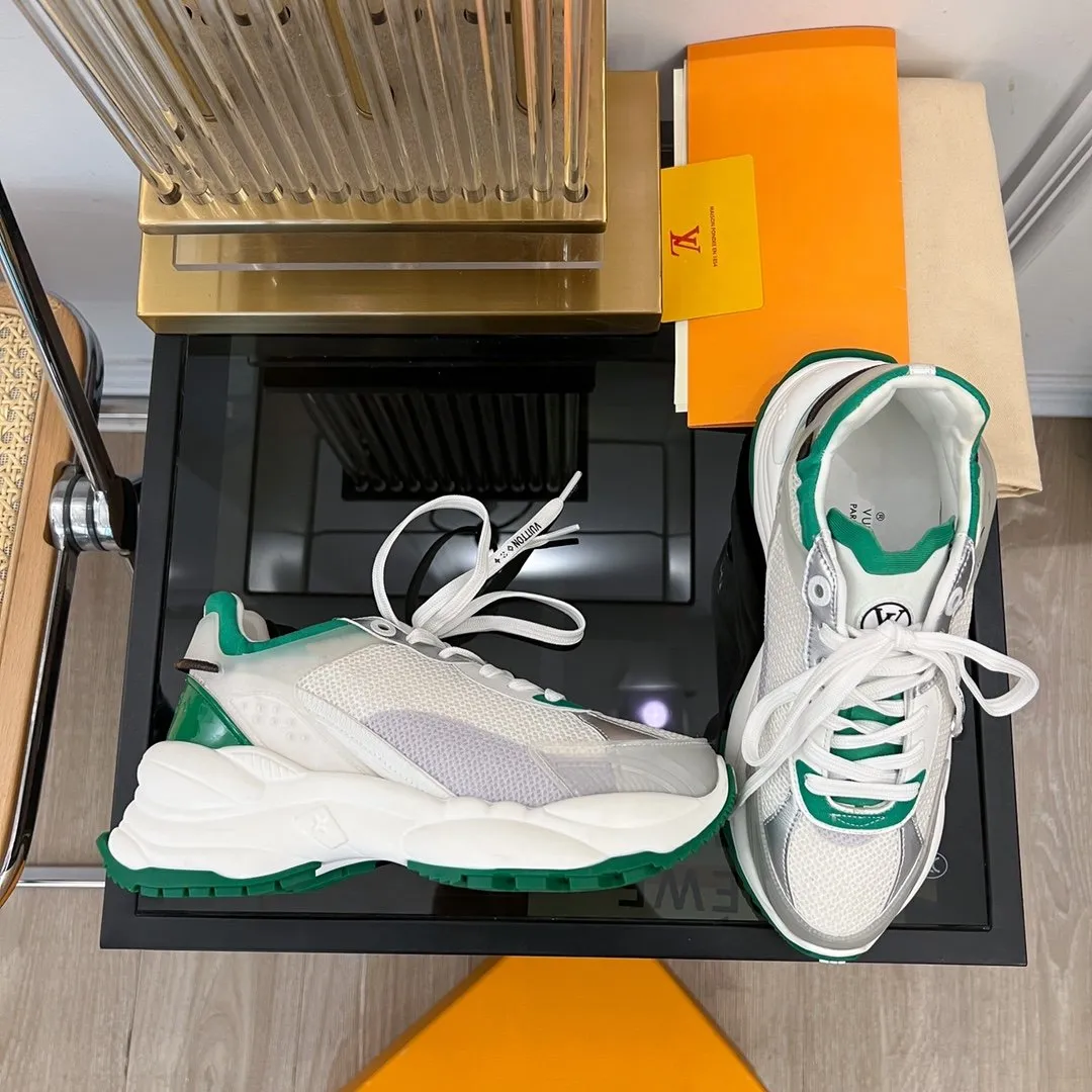 Louis WHITE RUN 55 SNEAKER Limited quantity GREEN Best deal Vuitton