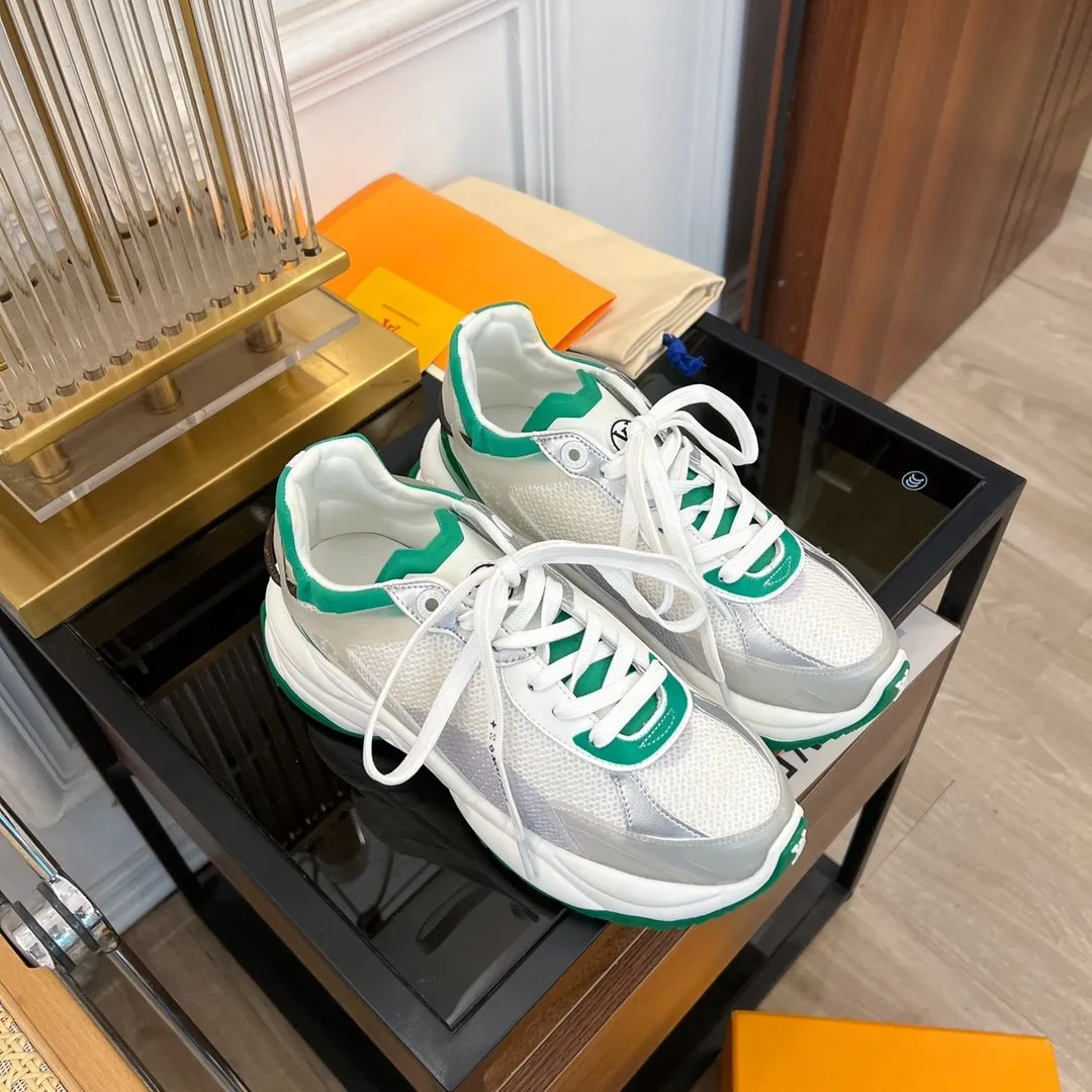 Louis WHITE RUN 55 SNEAKER Limited quantity GREEN Best deal Vuitton
