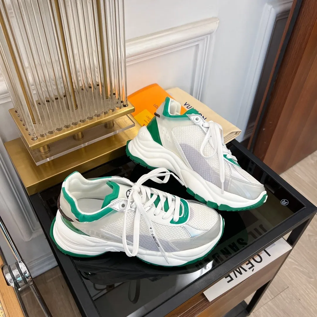Louis WHITE RUN 55 SNEAKER Limited quantity GREEN Best deal Vuitton