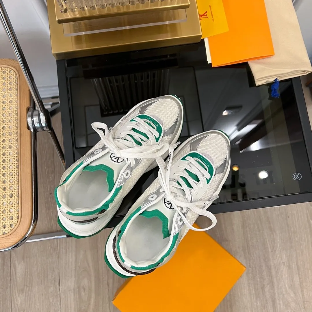 Louis WHITE RUN 55 SNEAKER Limited quantity GREEN Best deal Vuitton