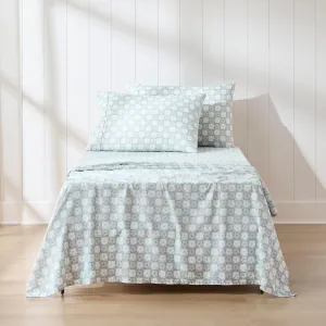 Lush Decor Daisy Checkered Sheet Set 4 Piece Set Twin Aqua - Checkered Sheets - Floral Bed Sheets - Boho Flower Print - Retro Decor