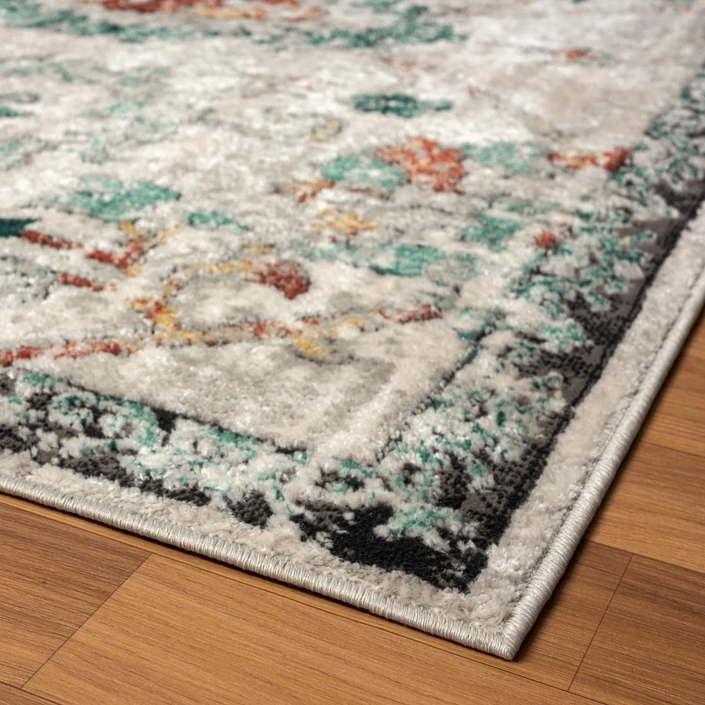 LUXE WEAVERS Oriental Floral Distressed Green 8x10 Area Rug