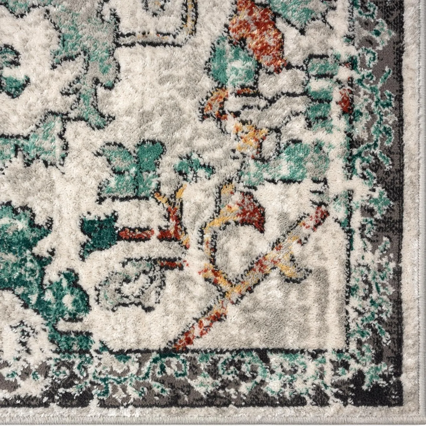 LUXE WEAVERS Oriental Floral Distressed Green 8x10 Area Rug