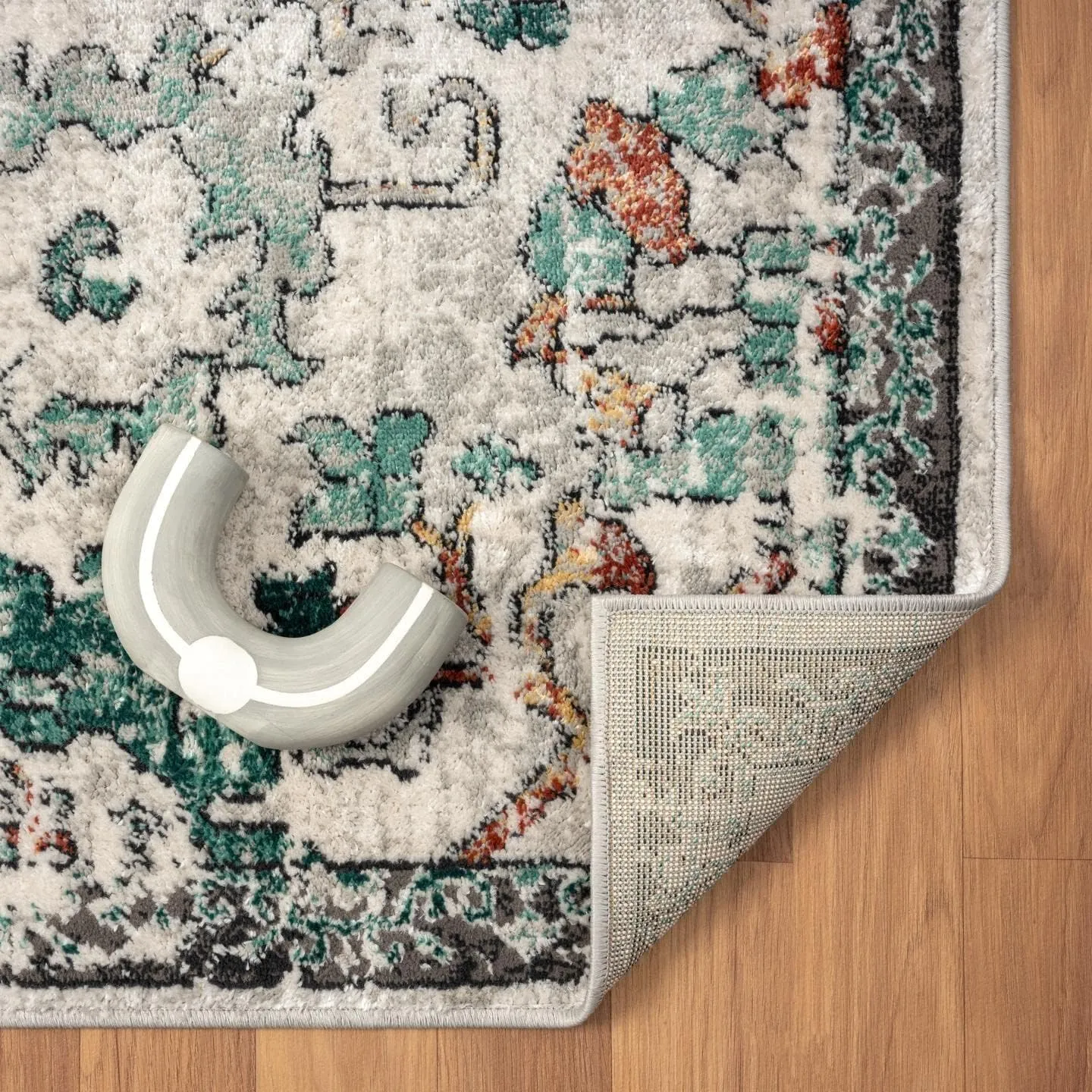 LUXE WEAVERS Oriental Floral Distressed Green 8x10 Area Rug