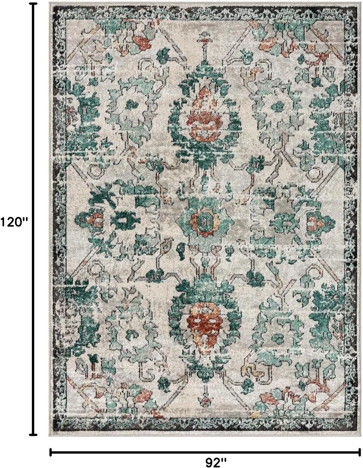 LUXE WEAVERS Oriental Floral Distressed Green 8x10 Area Rug