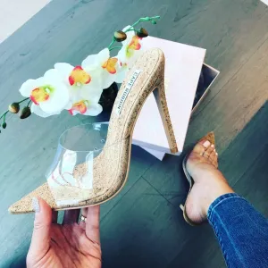 MELROSE Cork Heel No-hassle returns Pointy Mule Toe Clear Wi-Fi-enabled Cape NUDE Open Slip-On Robbin Stiletto