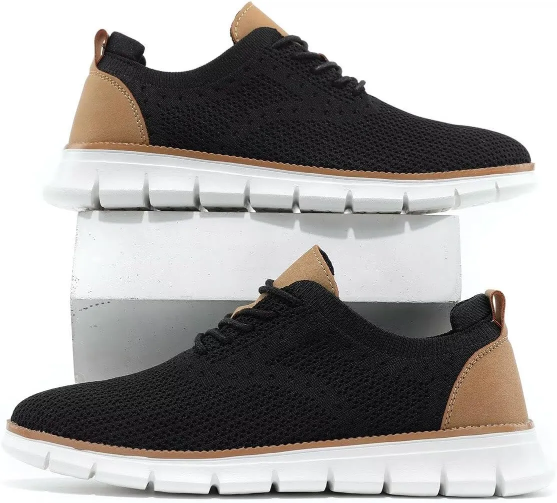 Mens Business Oxford Shoes Mesh Casual Sneakers Lightweight Breathable Work Office Dress Shoes Comfortable Walking Trainers for Men