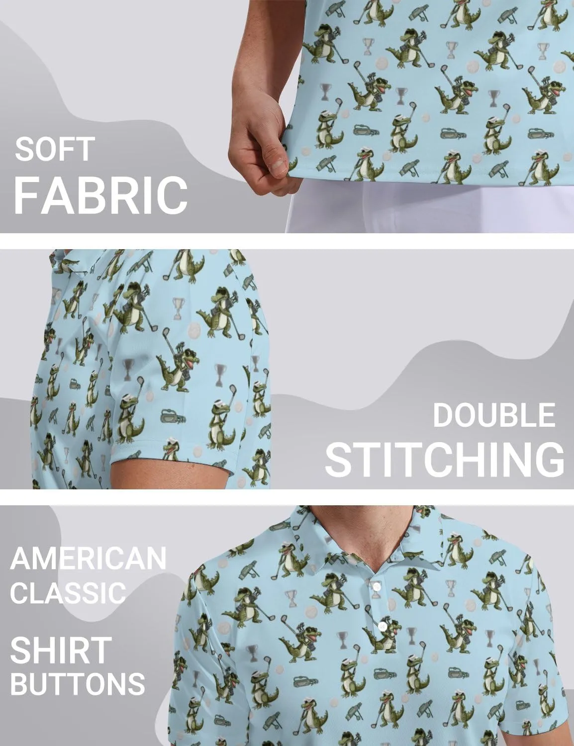 Mens Funny Polo Shirts, Short Sleeve Golf Shirts, Moisture Wicking Quick-Dry Business Casual Shirt for Men