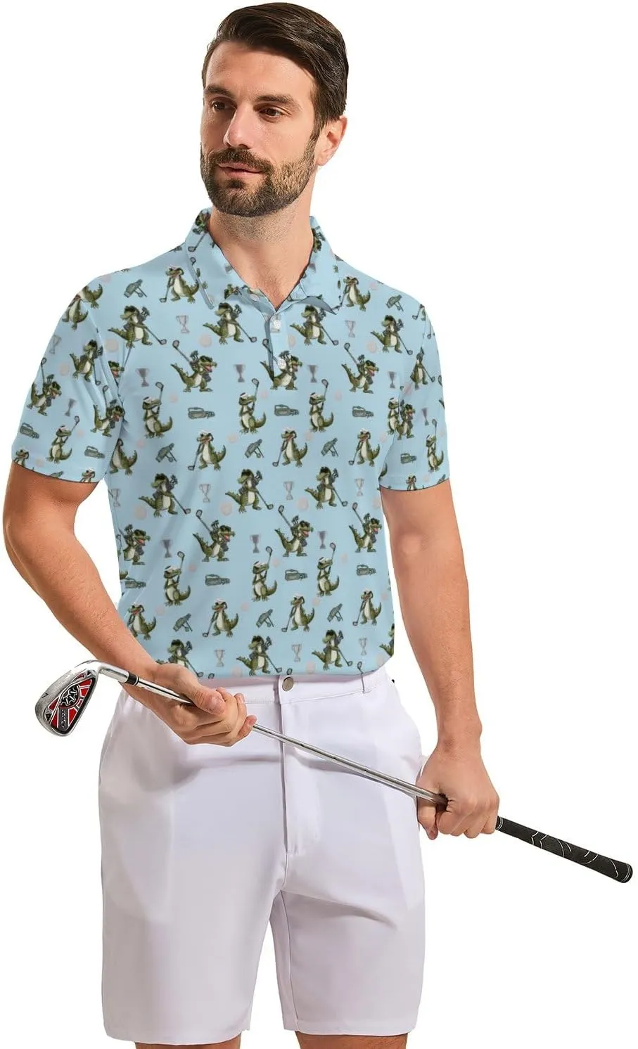 Mens Funny Polo Shirts, Short Sleeve Golf Shirts, Moisture Wicking Quick-Dry Business Casual Shirt for Men