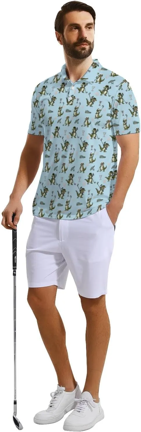 Mens Funny Polo Shirts, Short Sleeve Golf Shirts, Moisture Wicking Quick-Dry Business Casual Shirt for Men
