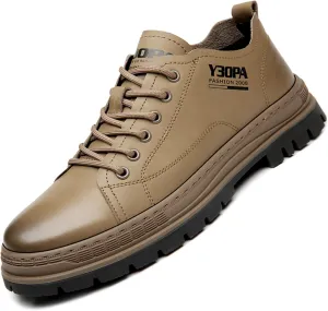 Men's Genuine Leather Casual Oxfords Shoes Platform Comfortable Non-Slip Fashion Low-Top Outdoor Sneaker Work Dress Shoes
