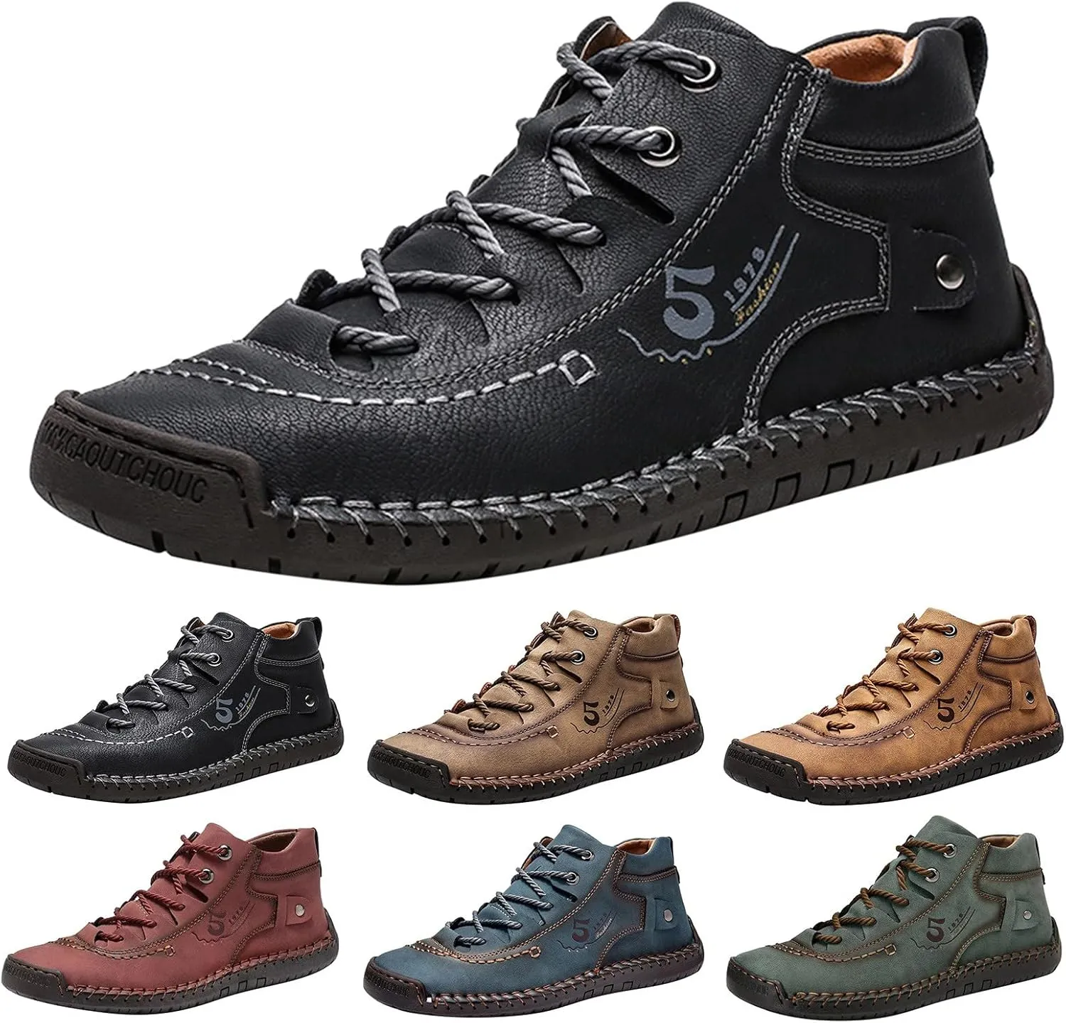 Mens Leather Tuxedo Shoes Fashion Summer and Autumn Men Leather Shoes Flat Soft Bottom Comfortable Mid Top Lace Up Casual Real Leather Shoes