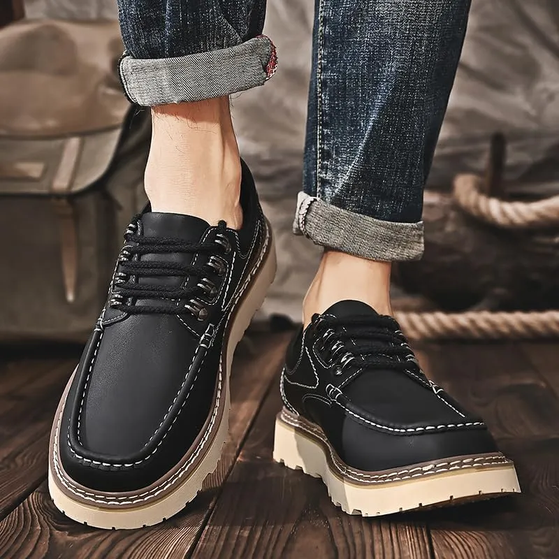 Men's Premium Cowhide Walking Shoes, Oxfords Shoes, Business Casual Shoes, Casual Sneakers, Fashion Workwear Style, Hand Sewn, Cotton Gauze Breathable Lining