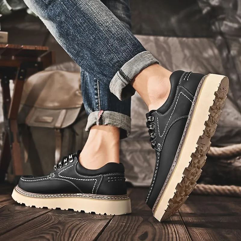 Men's Premium Cowhide Walking Shoes, Oxfords Shoes, Business Casual Shoes, Casual Sneakers, Fashion Workwear Style, Hand Sewn, Cotton Gauze Breathable Lining