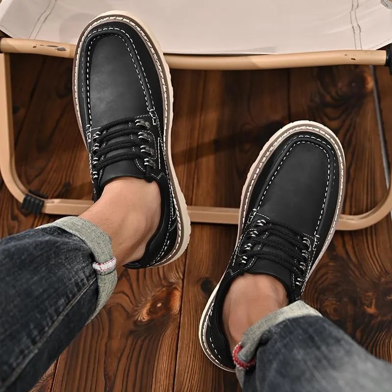 Men's Premium Cowhide Walking Shoes, Oxfords Shoes, Business Casual Shoes, Casual Sneakers, Fashion Workwear Style, Hand Sewn, Cotton Gauze Breathable Lining