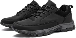 Men's Sports Trekking Shoes,Thick Soles Slip On Shoes,Men's Walking Hiking Outdoors Trainers Shoes,Lightweight Breathable Extra Wide Fit Sneaker (Black 40EU)