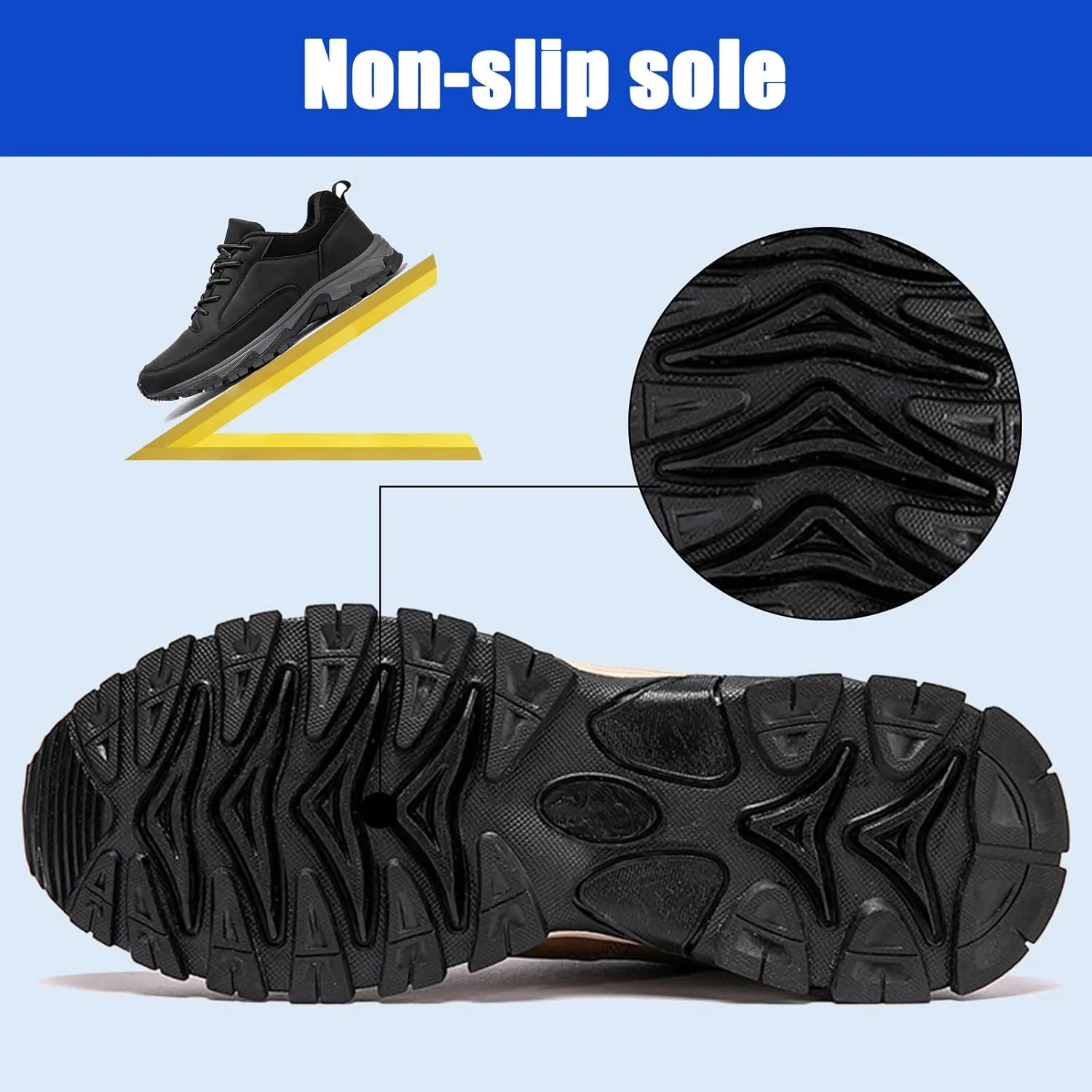 Men's Sports Trekking Shoes,Thick Soles Slip On Shoes,Men's Walking Hiking Outdoors Trainers Shoes,Lightweight Breathable Extra Wide Fit Sneaker (Black 40EU)