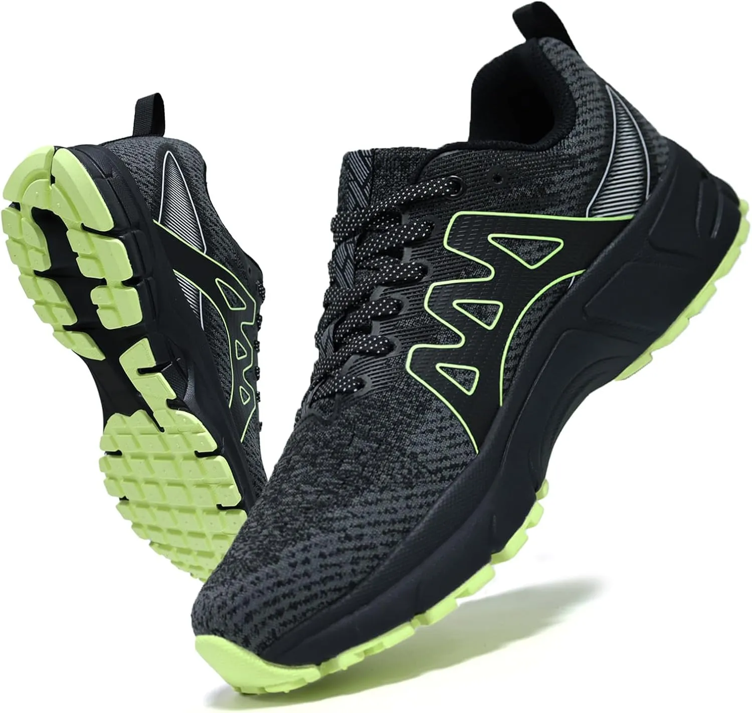 Men's Trail Running Shoes, Lightweight Hiking Sneakers with Arch Support, Non-Slip Shock Absorbing Outdoor Shoes for Mountain Trekking & Athletic Training