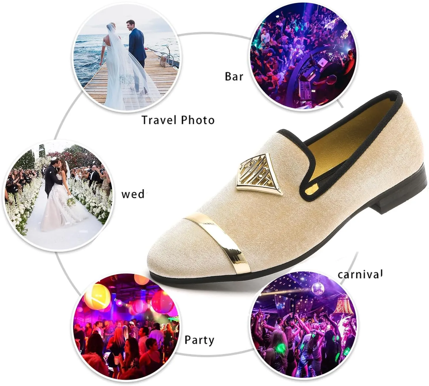 Mens Velvet Loafers Shoes Spiked Dress Shoes with Gold Buckle for Wedding Party Dancing Metallic Slip on Glitter Fashion Prom Shoes
