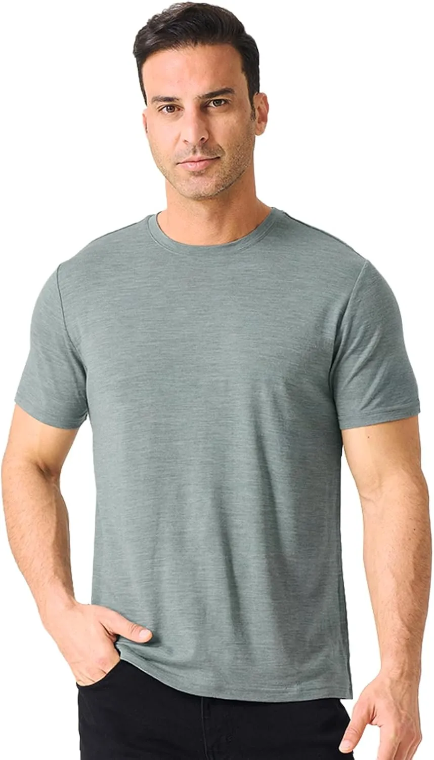 Merino Protect 100% Merino Wool T Shirts for Men Odor Resistance Base Layer Hiking Travel T-Shirt Soft Undershirt