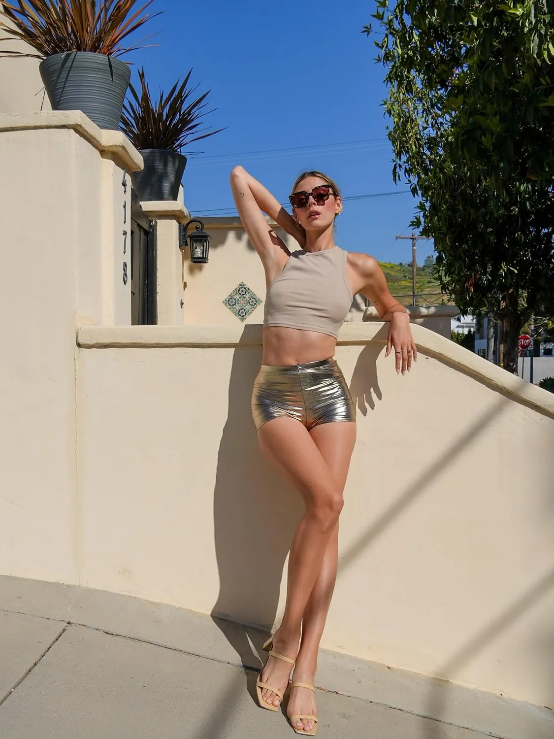 Metallic Booty Shorts Sparkly Micro Short Shorts - Shiny Sexy Hotpants for Rave Dance Disco Party Costume