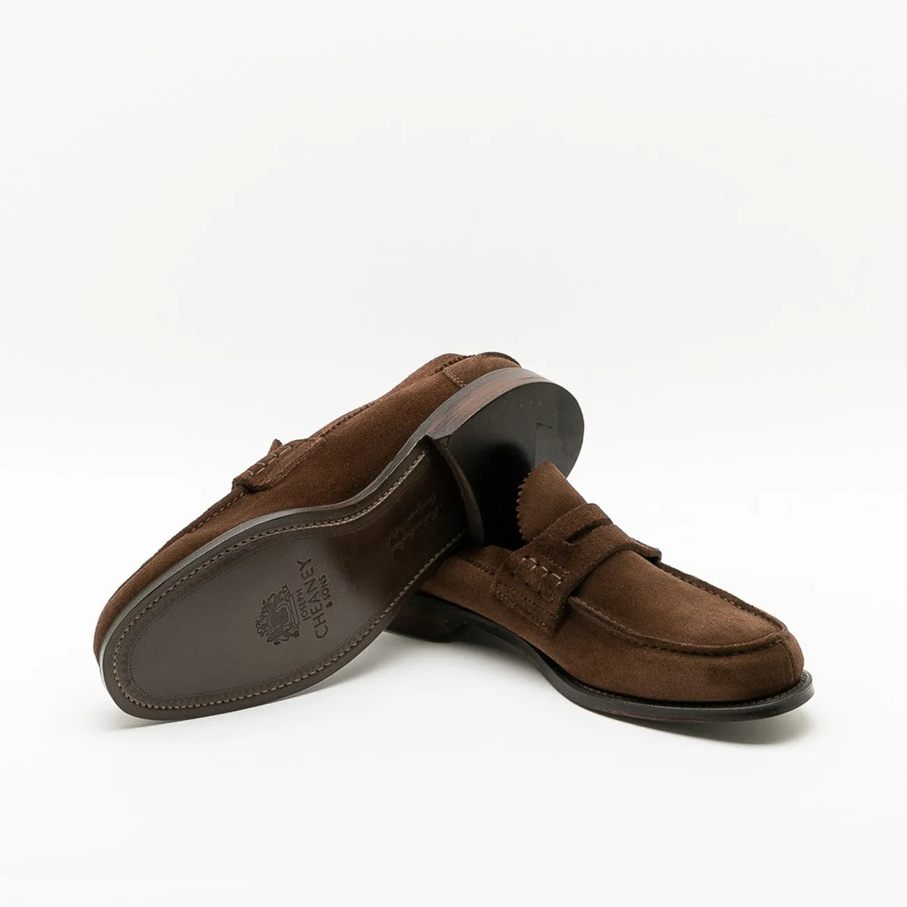 Mocassino penny Cheaney Joseph & Sons Dover EF in camoscio marrone (Plough suede)