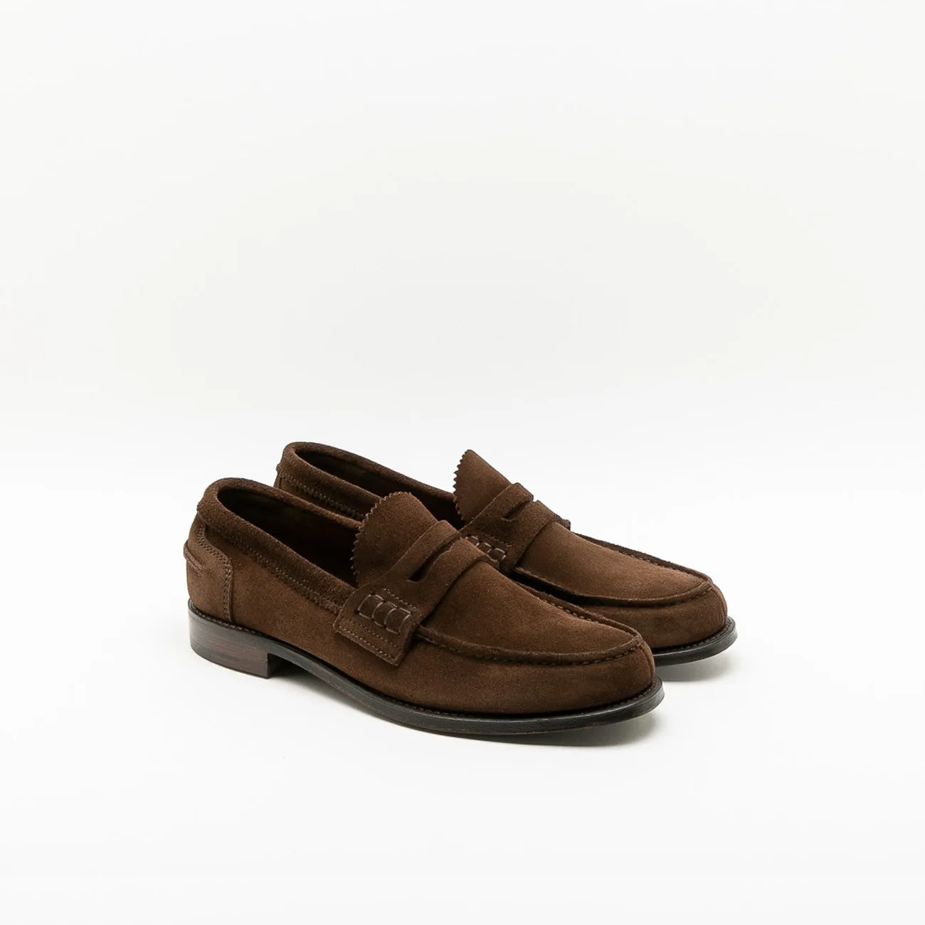 Mocassino penny Cheaney Joseph & Sons Dover EF in camoscio marrone (Plough suede)