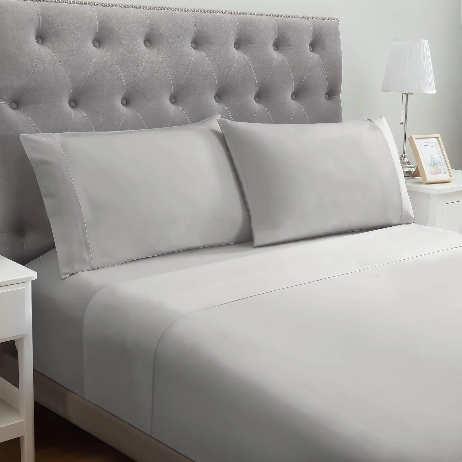 Modern Threads Soft Microfiber Solid Sheets - Luxurious Microfiber Bed Sheets - Includes Flat Sheet, Fitted Sheet with Deep Pockets, & Pillowcases Vapor Blue King