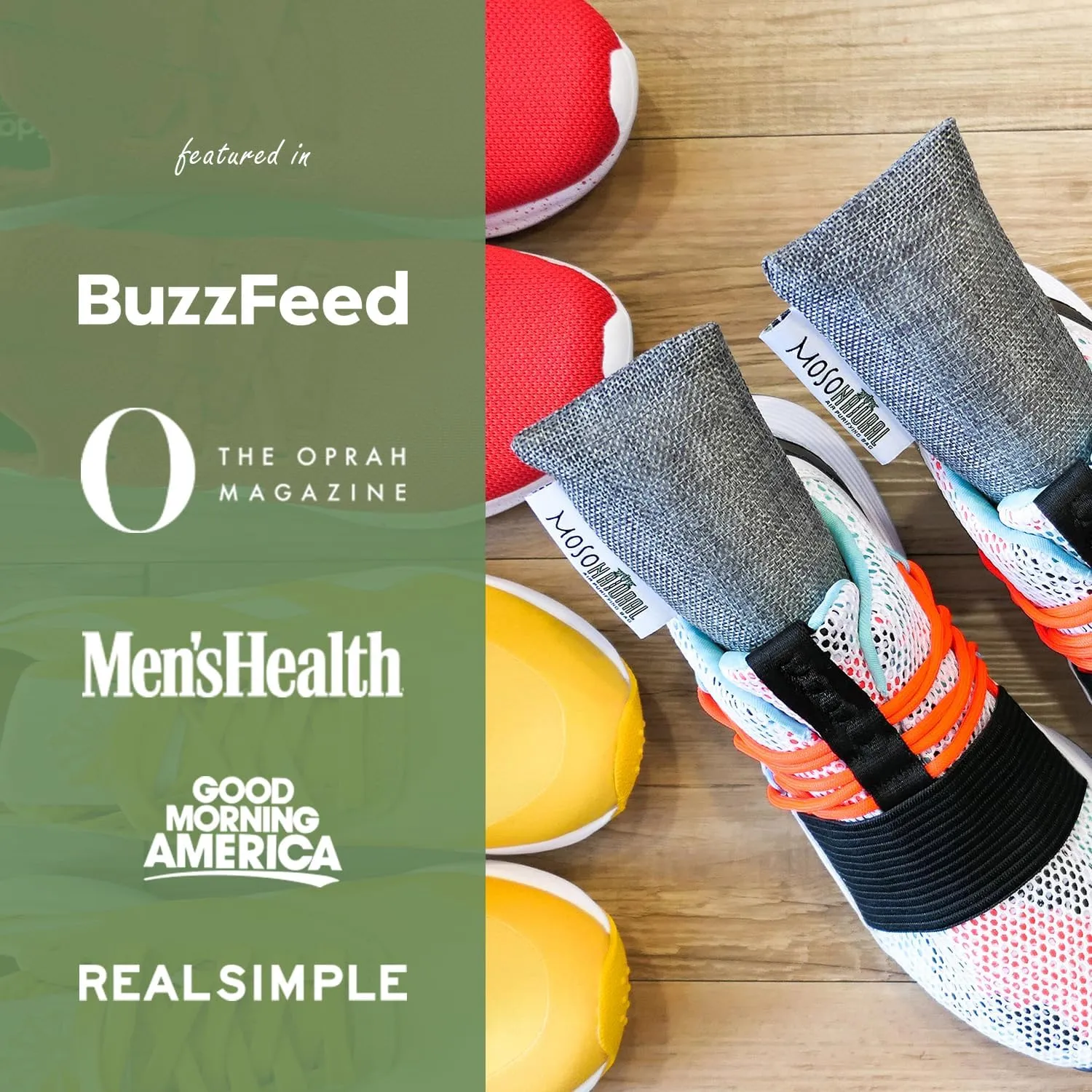 Moso Natural Shoe Deodorizer Insert (3 Pack) Charcoal Odor Absorber for Shoes | Gym Bag & Boot Deodorizer | Long-Lasting Shoe Odor Elimination | Unscented Air Purifying Bags (Two Per Pack. 6 Total)