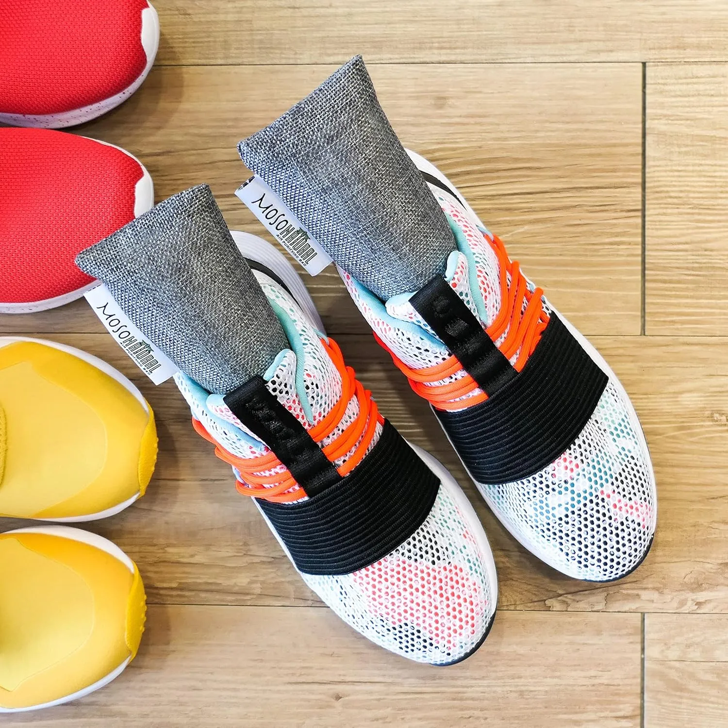 Moso Natural Shoe Deodorizer Insert | Charcoal Odor Absorber for Shoes | Gym Bag & Boot Deodorizer | Long-Lasting Shoe Odor Elimination | Unscented Air Purifying Bags (Two Per Pack. 4 Total)