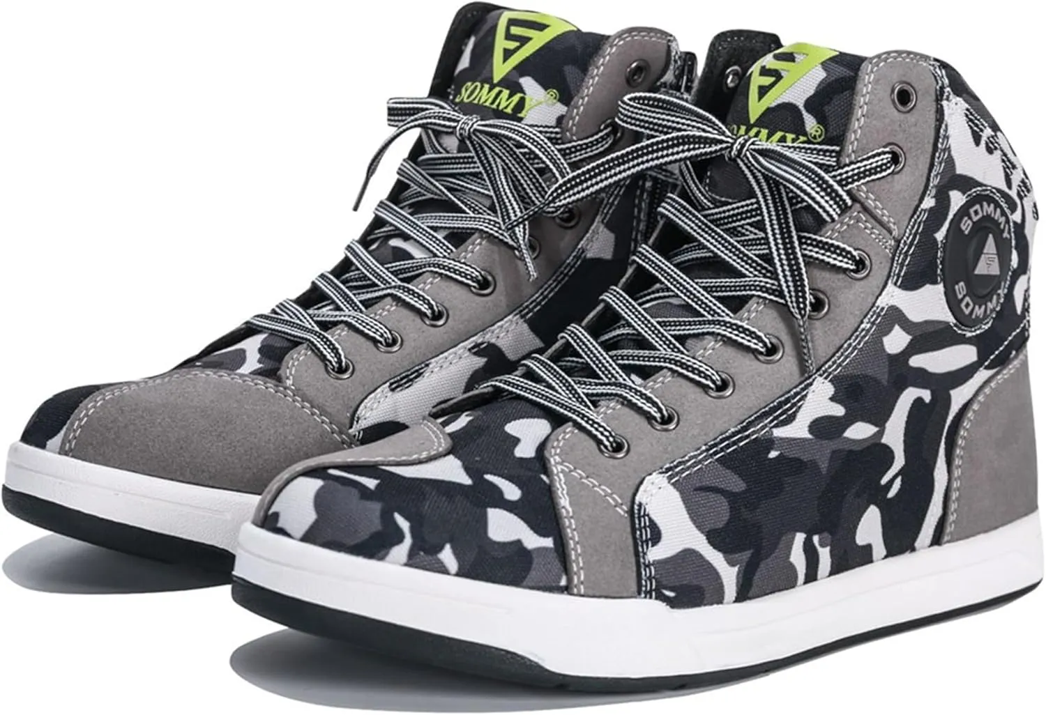 Motorcycle Shoes Men Locomotive Casual Street Sneakers with Wear-Resistant Motorcycle Gear Pad, Side Zipper, Leather Heel Pad, Anti-Slip Soles,Ankle Support Footwear Riding Shoes Anti-Slip Outdoor Shoes