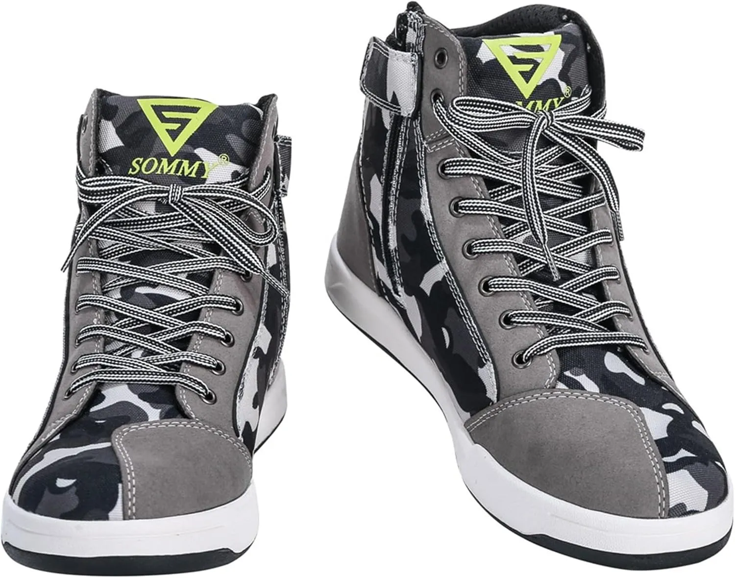 Motorcycle Shoes Men Locomotive Casual Street Sneakers with Wear-Resistant Motorcycle Gear Pad, Side Zipper, Leather Heel Pad, Anti-Slip Soles,Ankle Support Footwear Riding Shoes Anti-Slip Outdoor Shoes