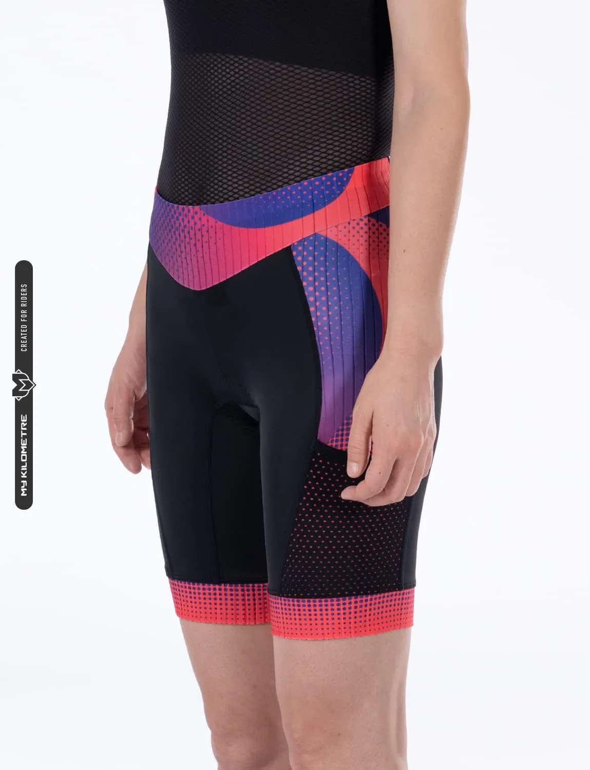 MY KILOMETRE Womens Triathlon Shorts 8” Inseam Tri Shorts with Side Pockets Adjustable Drawstring