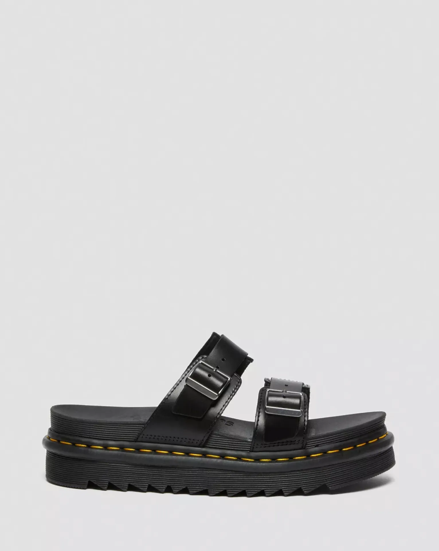 MYLES BRANDO LEATHER BUCKLE SANDALS BLACK