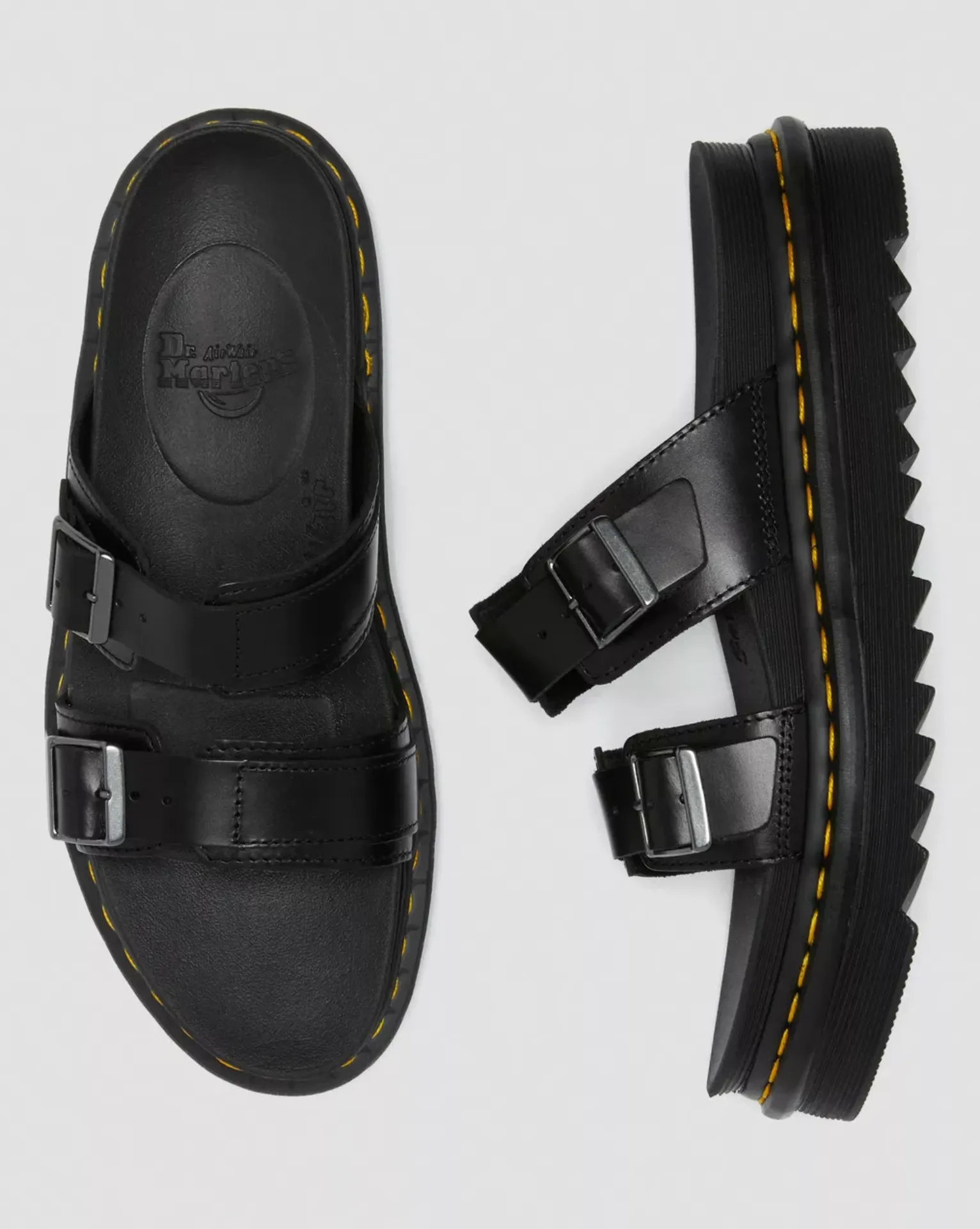MYLES BRANDO LEATHER BUCKLE SANDALS BLACK