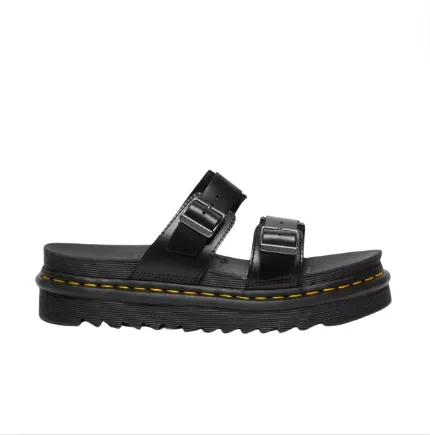 MYLES BRANDO LEATHER BUCKLE SANDALS BLACK