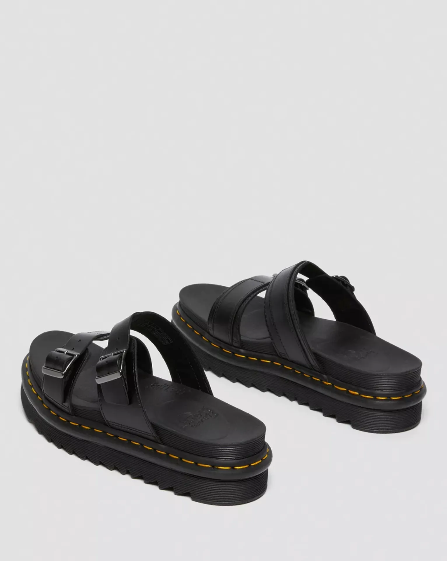 MYLES BRANDO LEATHER BUCKLE SANDALS BLACK