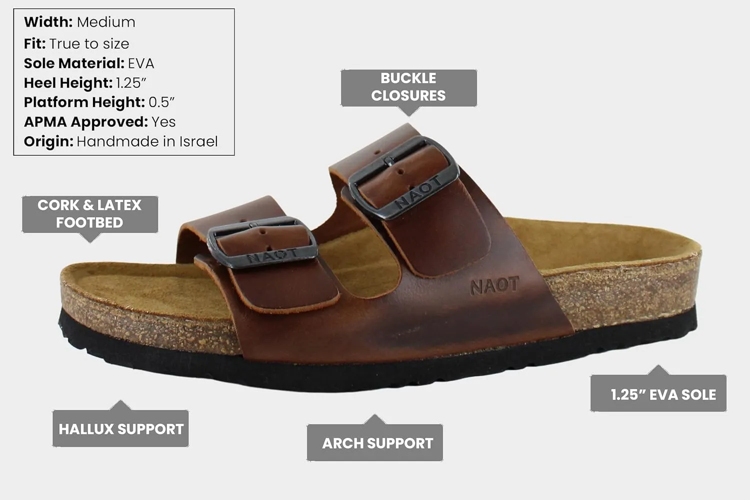 NAOT Footwear Santa Barbara Women's Slide with Cork Footbed and Arch Comfort and Support – Slip On- Lightweight and Perfect for Travel