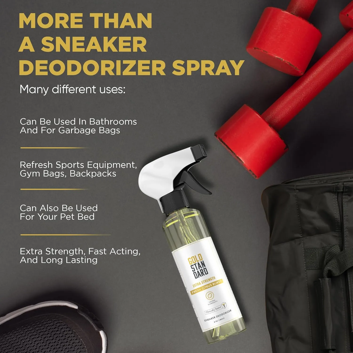Natural Shoe Deodorizer Spray & Odor Eliminator - 1 Pack 6 Oz Refreshing & Long Lasting Fresh Citrus Burst Shoe Spray - Footwear Freshener for Sneakers, Boots, and Athletic Shoes