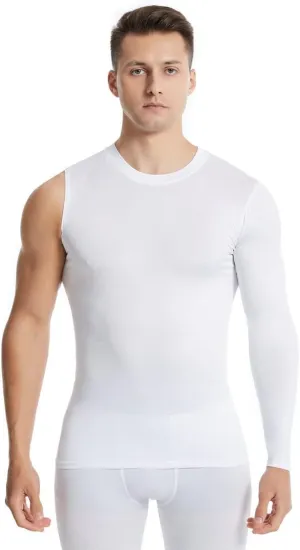 New Compression Shirts for Men 1/2 Single Arm Long Sleeve Athletic Base Layer Undershirt Gear T Shirt for Workout Basketball