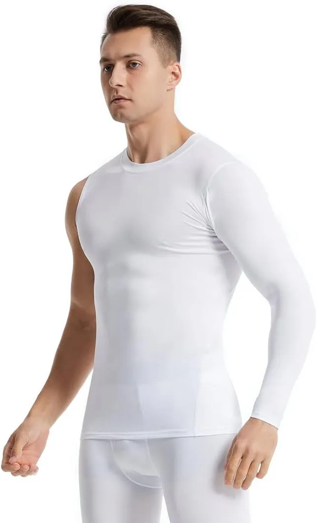 New Compression Shirts for Men 1/2 Single Arm Long Sleeve Athletic Base Layer Undershirt Gear T Shirt for Workout Basketball