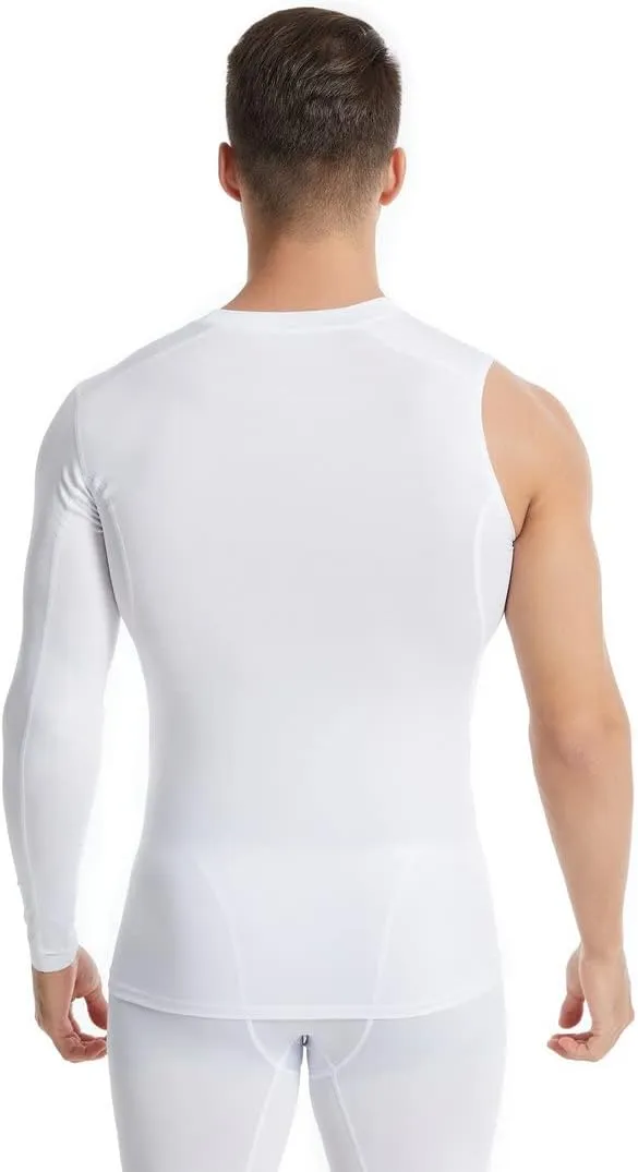 New Compression Shirts for Men 1/2 Single Arm Long Sleeve Athletic Base Layer Undershirt Gear T Shirt for Workout Basketball