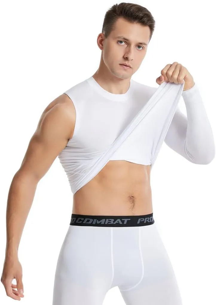 New Compression Shirts for Men 1/2 Single Arm Long Sleeve Athletic Base Layer Undershirt Gear T Shirt for Workout Basketball
