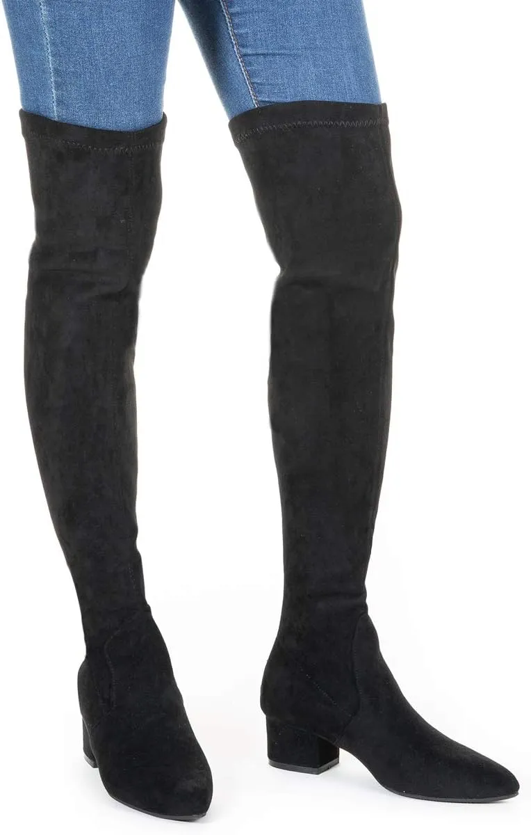 N.N.G Women Over the Knee Boots Thigh High Suede Block Winter Low Above Flat Long OTK Comfort Pointed toe