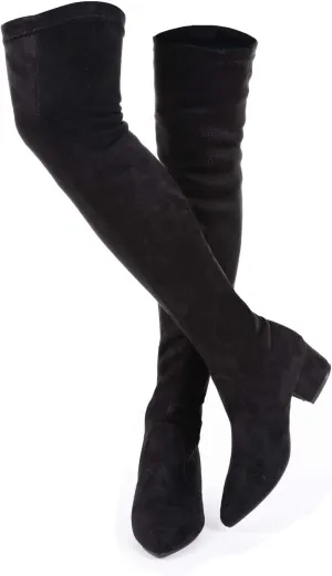 N.N.G Women Over the Knee Boots Thigh High Suede Block Winter Low Above Flat Long OTK Comfort Pointed toe