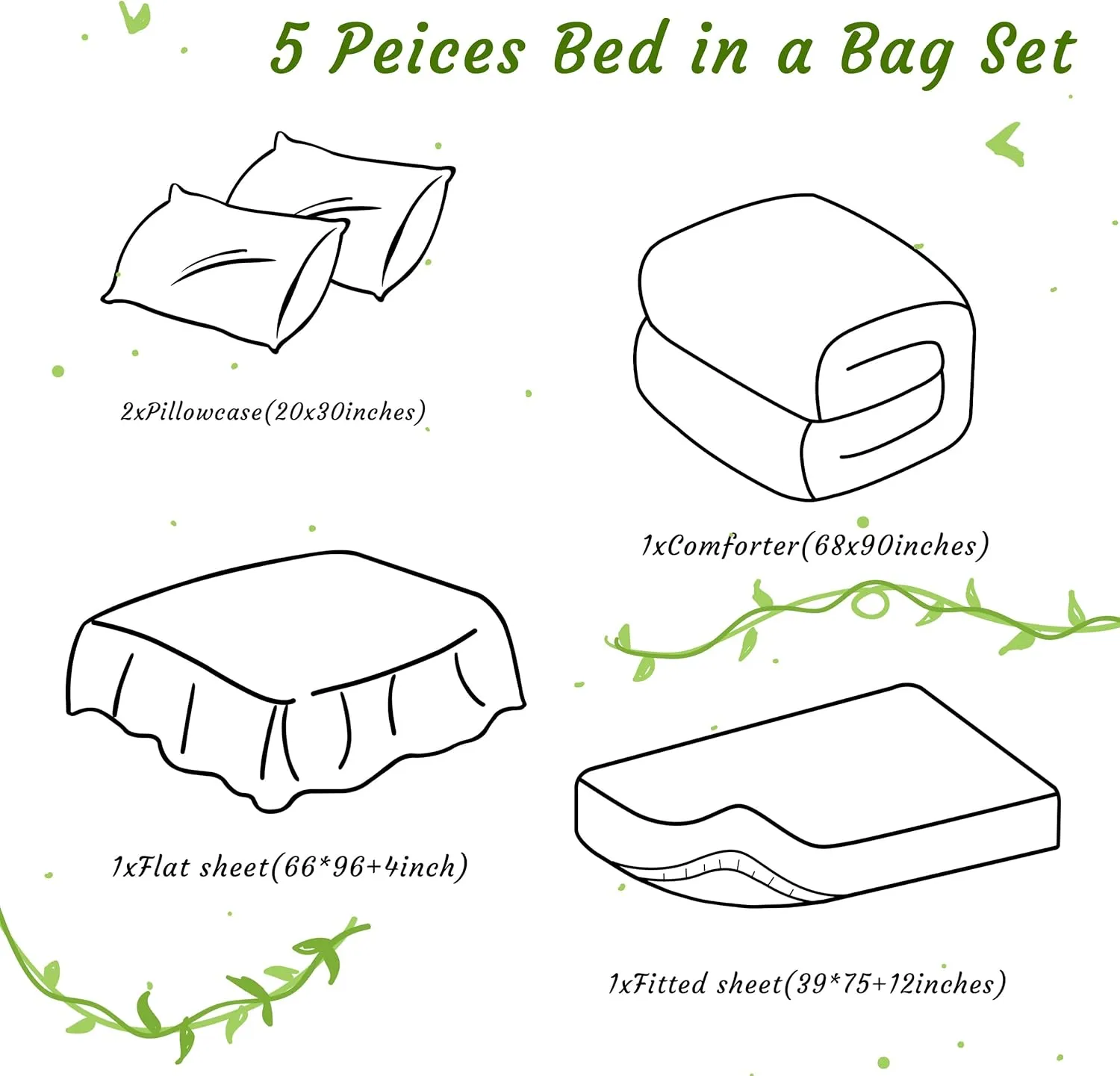 NTBAY Twin Comforter Set with Sheets, 5 Pieces Soft and Breathable Twin Bedding Set, Twin Bed in a Bag, Down Alternative Comforter Set Solid Color All Season, Kids Bedding Set, Brown