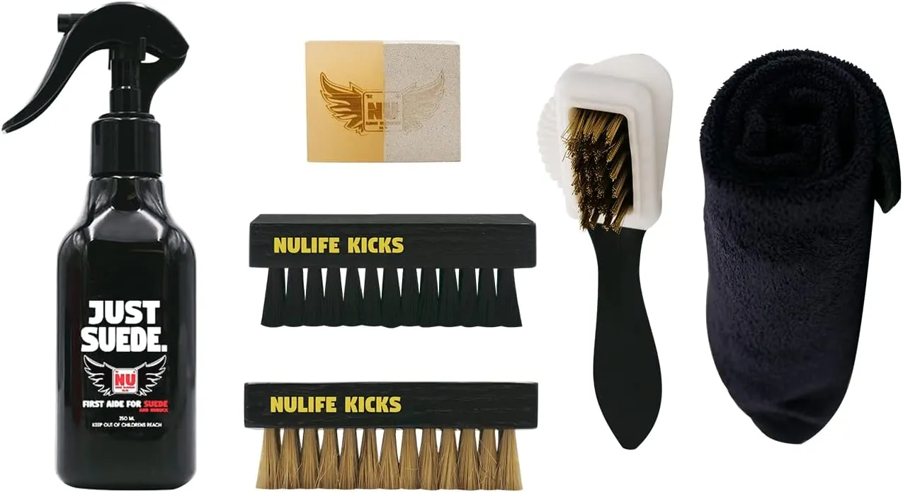 NuLifeKicks Just Suede Shoe Cleaning Kit- Professional Suede and Nubuck Sneaker Cleaner, Premium Leather and Suede Conditioner