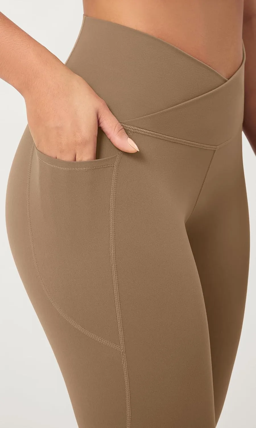 ODODOS 2 Pack Buttery Soft Cross Waist Leggings with Pockets for Women, ODCLOUD 25" / 28" Crossover Lounge Yoga Pants