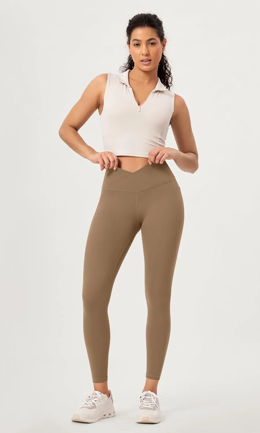 ODODOS 2 Pack Buttery Soft Cross Waist Leggings with Pockets for Women, ODCLOUD 25" / 28" Crossover Lounge Yoga Pants